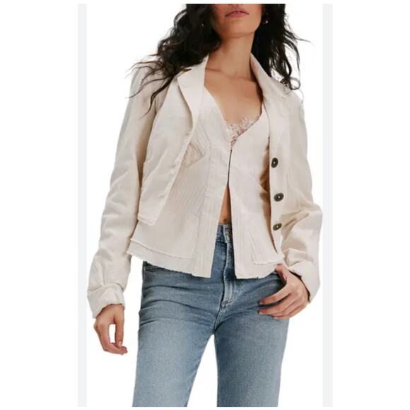 Free People Orly Velvet Blazer Corset Vest Off White L - Picture 1 of 8
